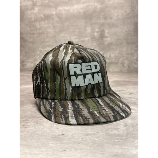 Vintage 80s Red Man Tree Camo Hunting Trucker Snapback Hat OSFA