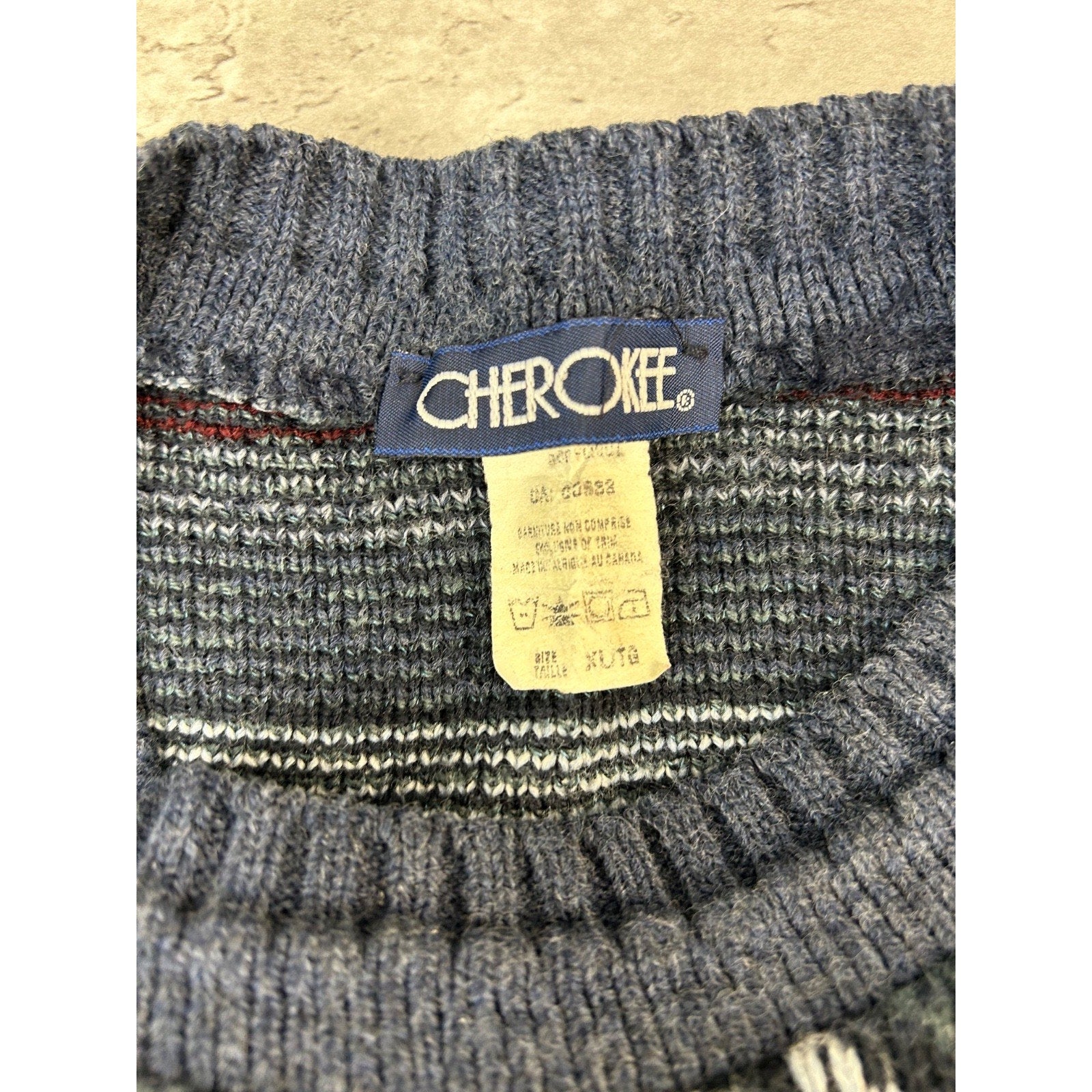 Vintage Cherokee Abstract Striped Pullover Knit Sweater Size XL