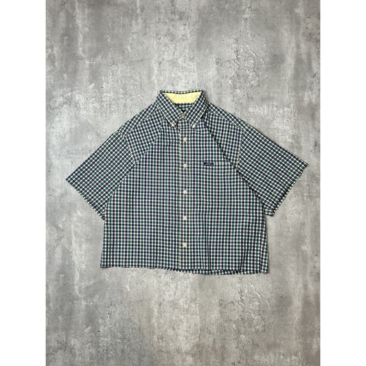 Vintage Chaps Ralph Lauren Plaid Reworked Cropped Button Up Shirt Size Medium