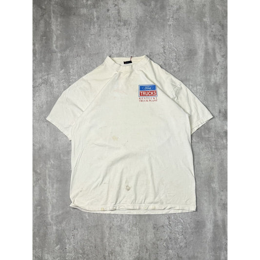 Vintage 90s Ford Trucks Worldwide Flag Spellout Graphic T-Shirt Size XL White