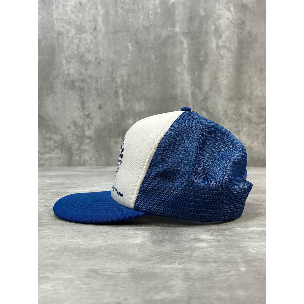 Vintage 90s Clean Sweep Chimney Cleaning Graphic Trucker Snapback Hat OSFA