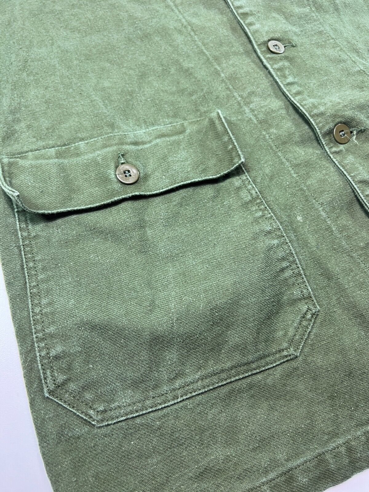 Vintage 60s Canadian Military Double Pocket Field Button Up Shirt Size 46 XL