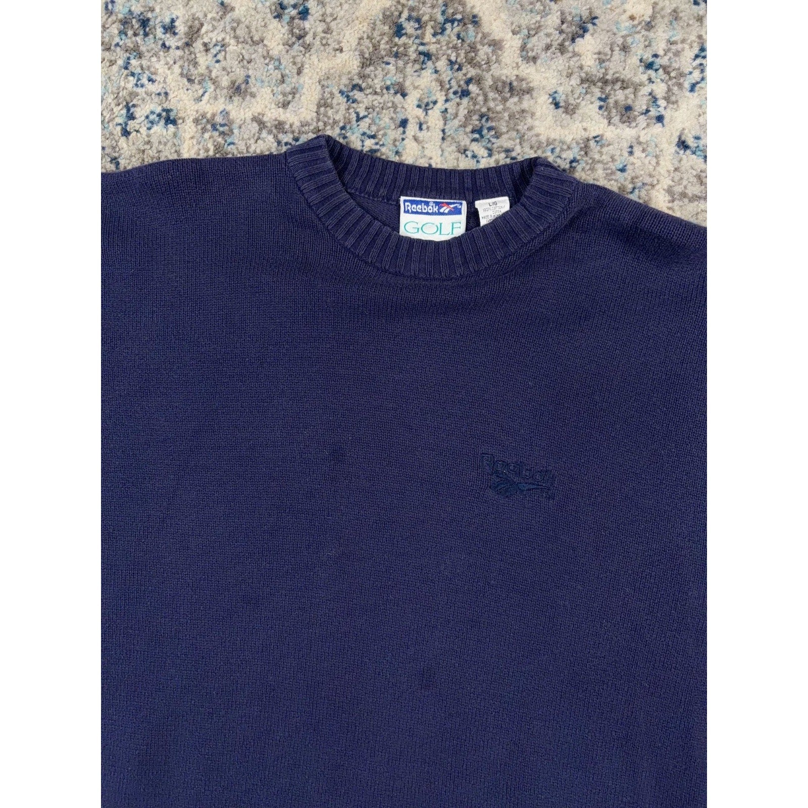 Vintage 90s Reebok Golf Embroidered Tonal Logo Pullover Knit Sweater Size Large