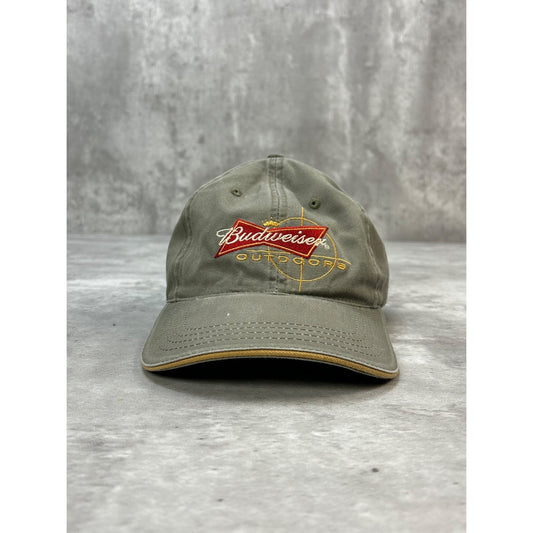 Vintage Budweiser Outdoors Embroidered Logo Beer Promo Strapback Hat OSFA