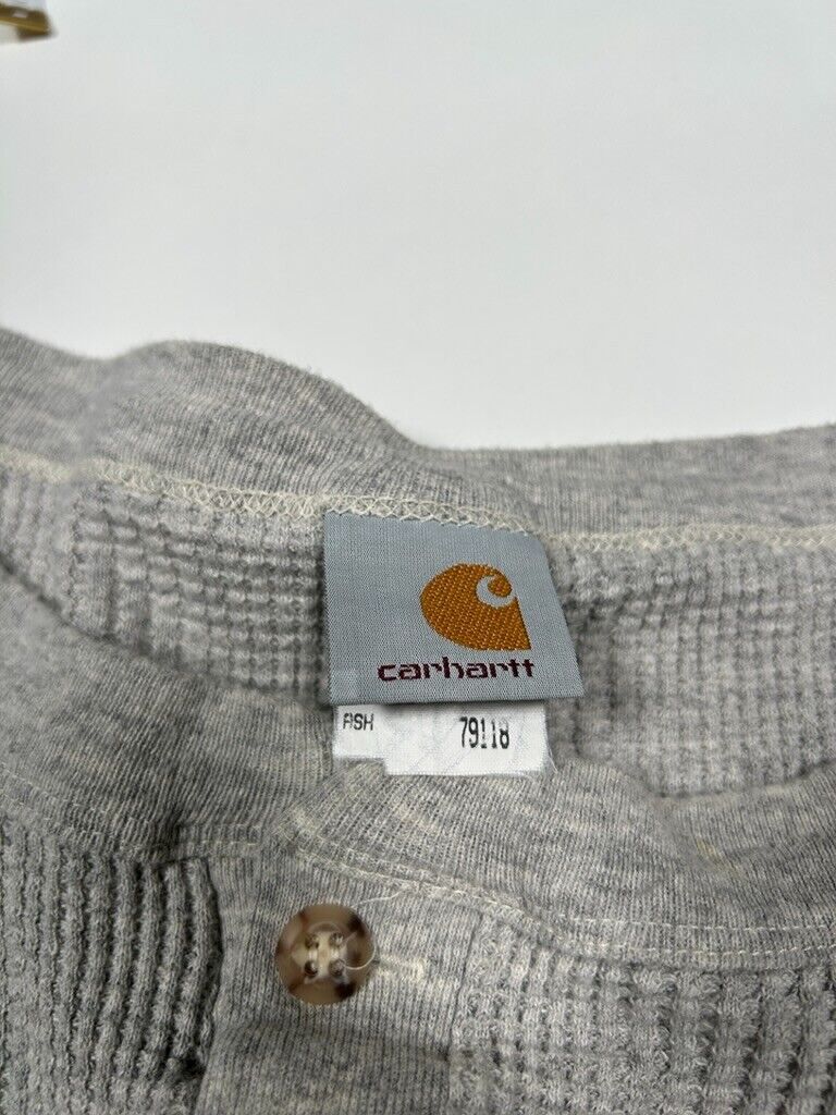 Vintage 90s Carhartt Waffle Knit 1/4 Button Up Sweatshirt Size XL 79118 Made USA