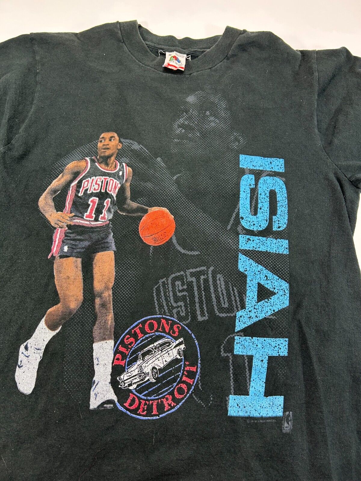 Vintage 90s Isiah Thomas Detroit Pistons NBA Player Graphic T-Shirt Size Medium