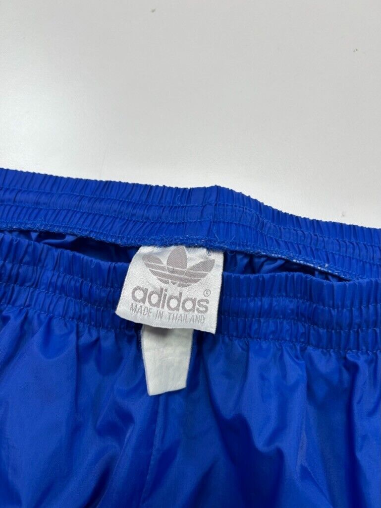 Vintage 80s Adidas Embroidered Trefoil Nylon Windbreaker Pants Size XL Blue