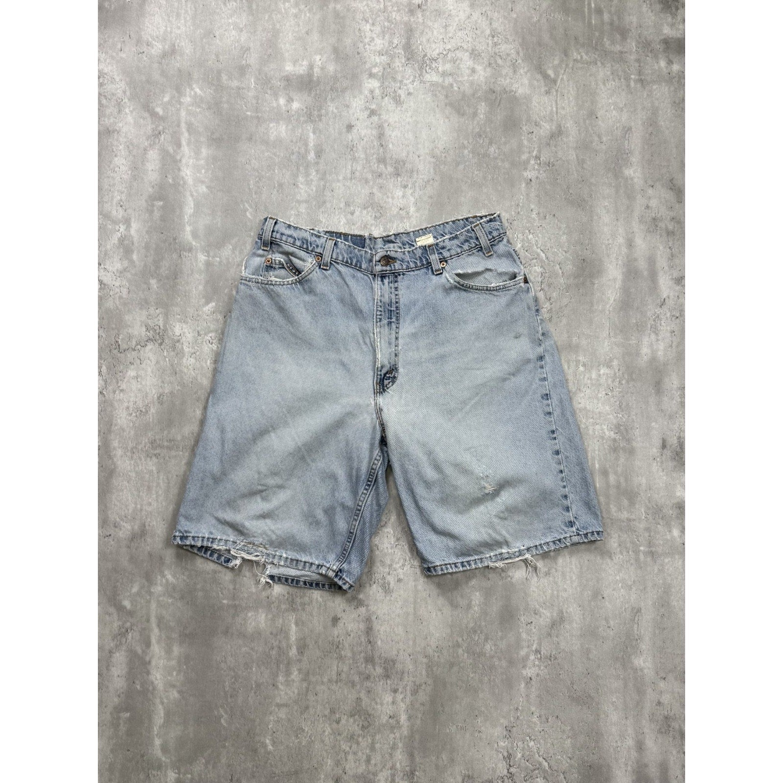 Vintage 90s Levis 560 White Tab Light Wash Denim Shorts Size 34
