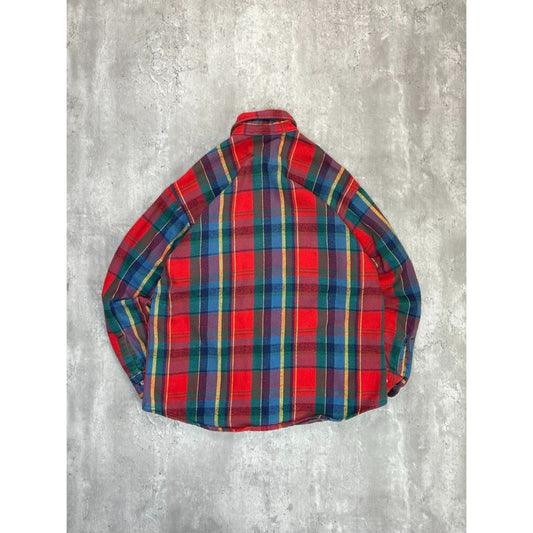 VTG 90s St Johns Bay Plaid Double Pocket Long Sleeve Button Up Shirt Sz Large
