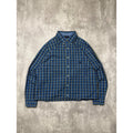 Vintage Chaps Embroidered Crest Plaid Cropped Button Up Shirt Size Large