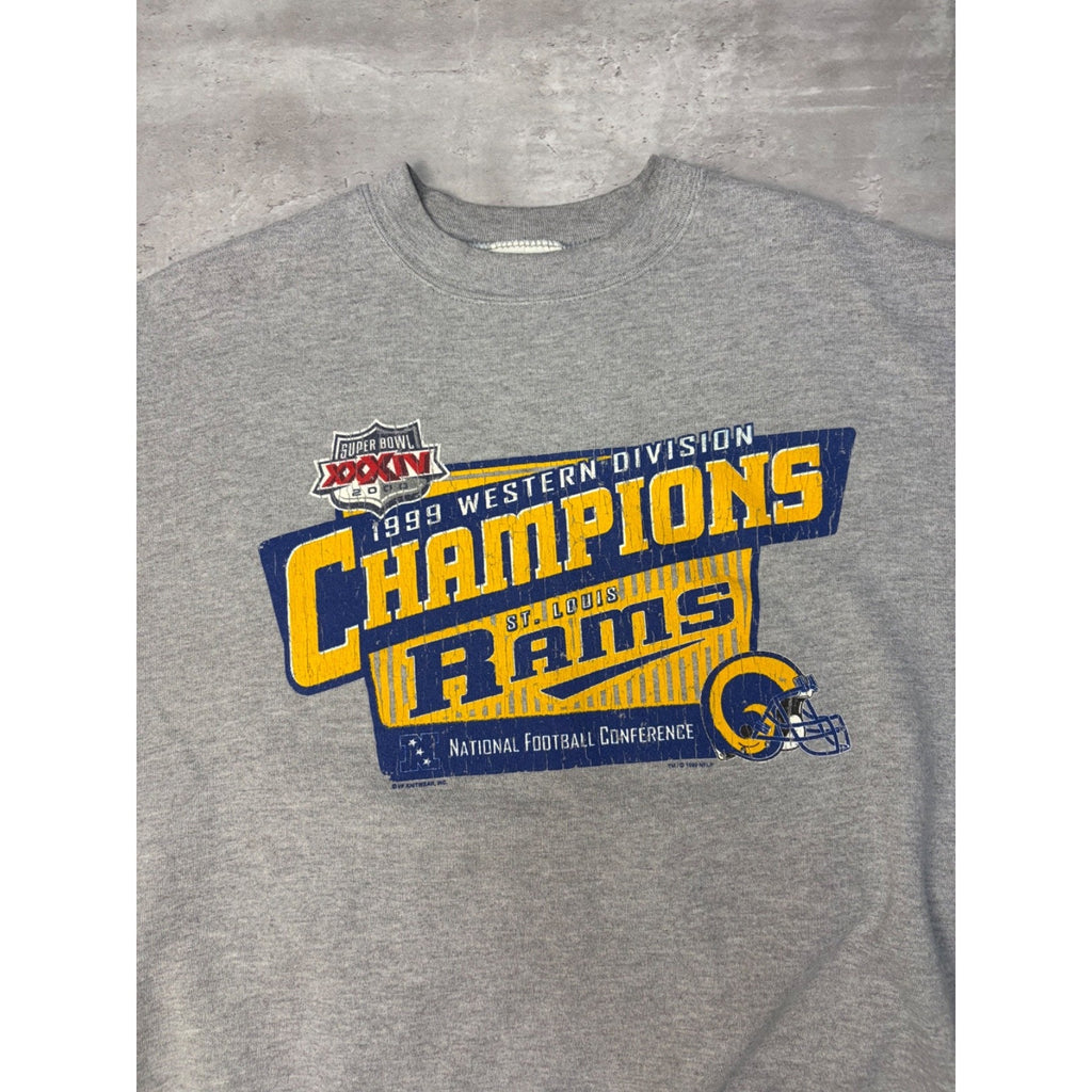 1999 St. Louis Rams NFL Western Division Champs Graphic Sweatshirt Size Large