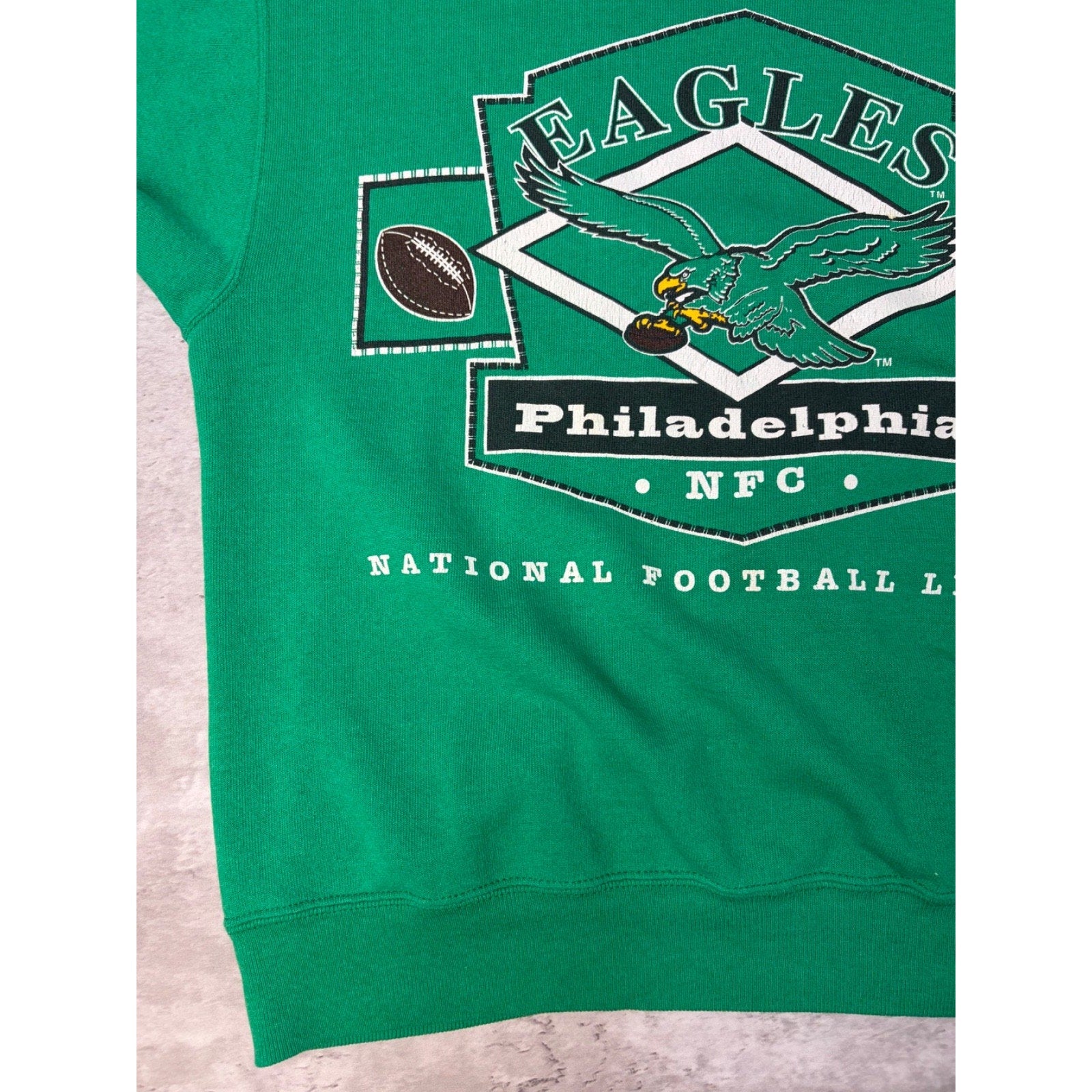 Vintage 90s Philadelphia Eagles Spellout Graphic Football Sweatshirt Size Medium