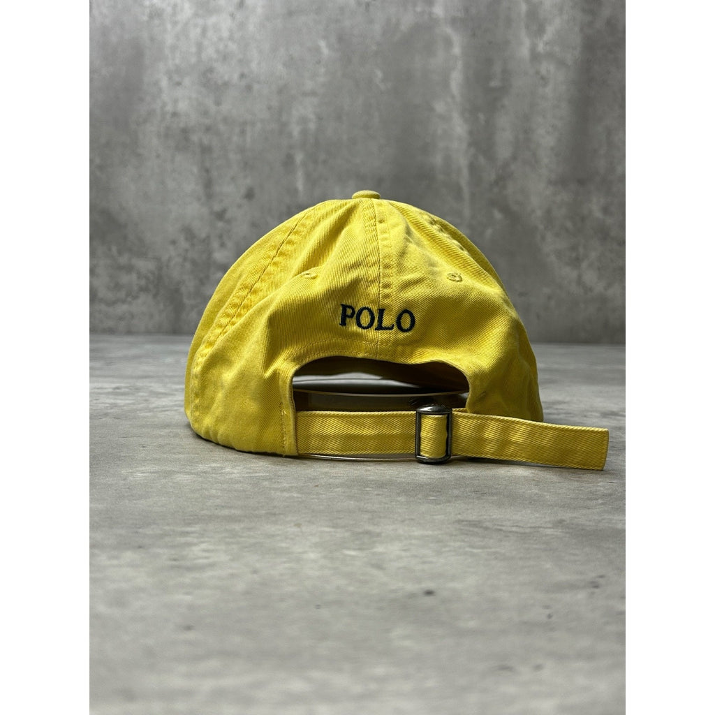 Vintage Polo Ralph Lauren Embroidered Pony Yellow Strapback Hat OSFA