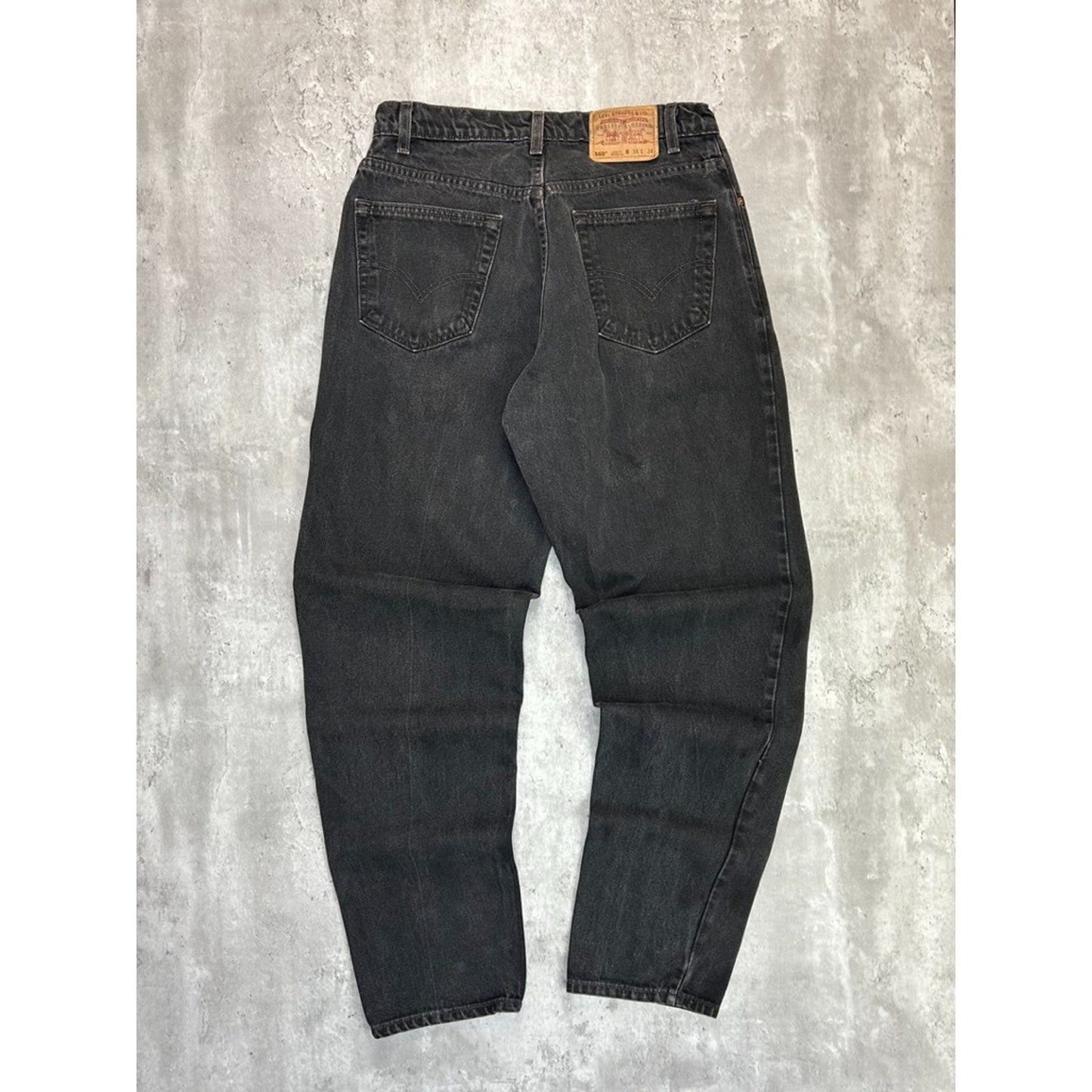 Vintage 90s Levis 560 Loose Fit Tapered Leg Black Denim Pants Size 33