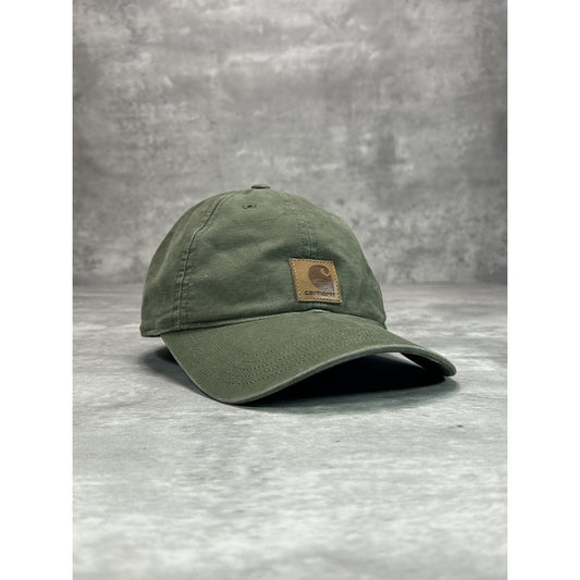 Vintage Carhartt Embroidered Patch Workwear Strapback Hat OSFA Green