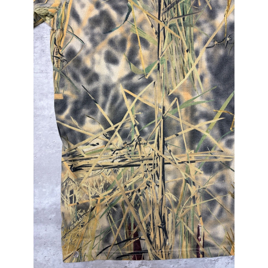 Vintage 90s Water Fowler Marsh Camo Hunting Long Sleeve T-Shirt Size XL