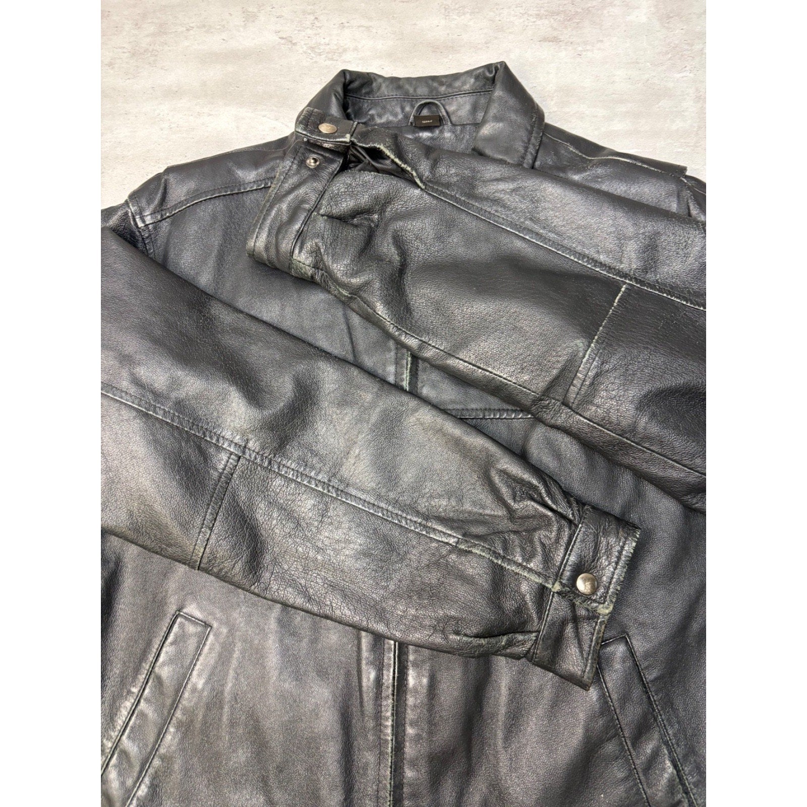 Vintage St. Johns Bay Full Zip Black Leather Jacket Size Medium