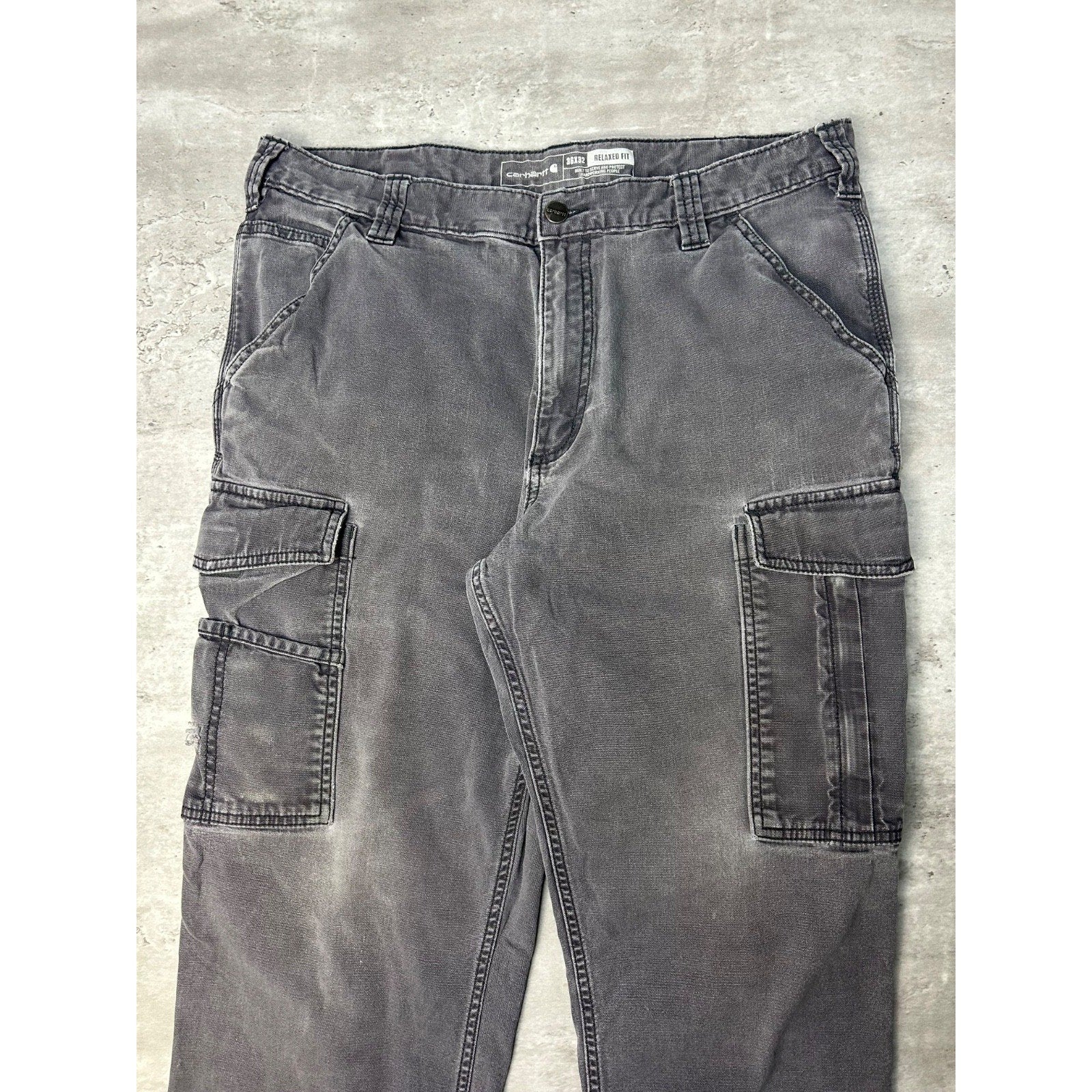 Carhartt Relaxed Fit Canvas Workwear Grey Cargo Pants Size 35