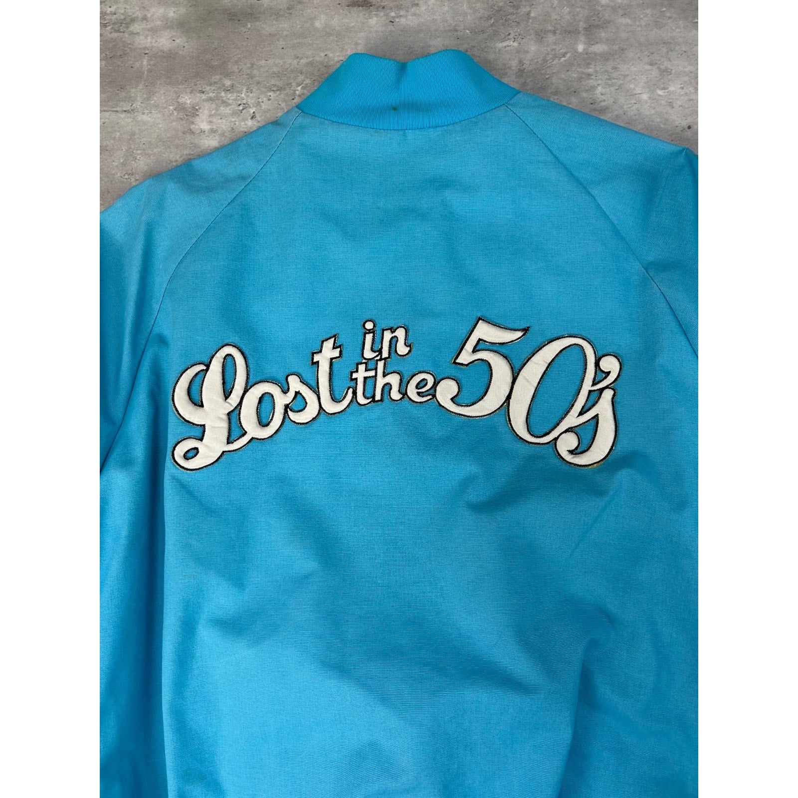 Vintage 80s/90s Lost In The 50s Embroidered Bomber Jacket Size Large