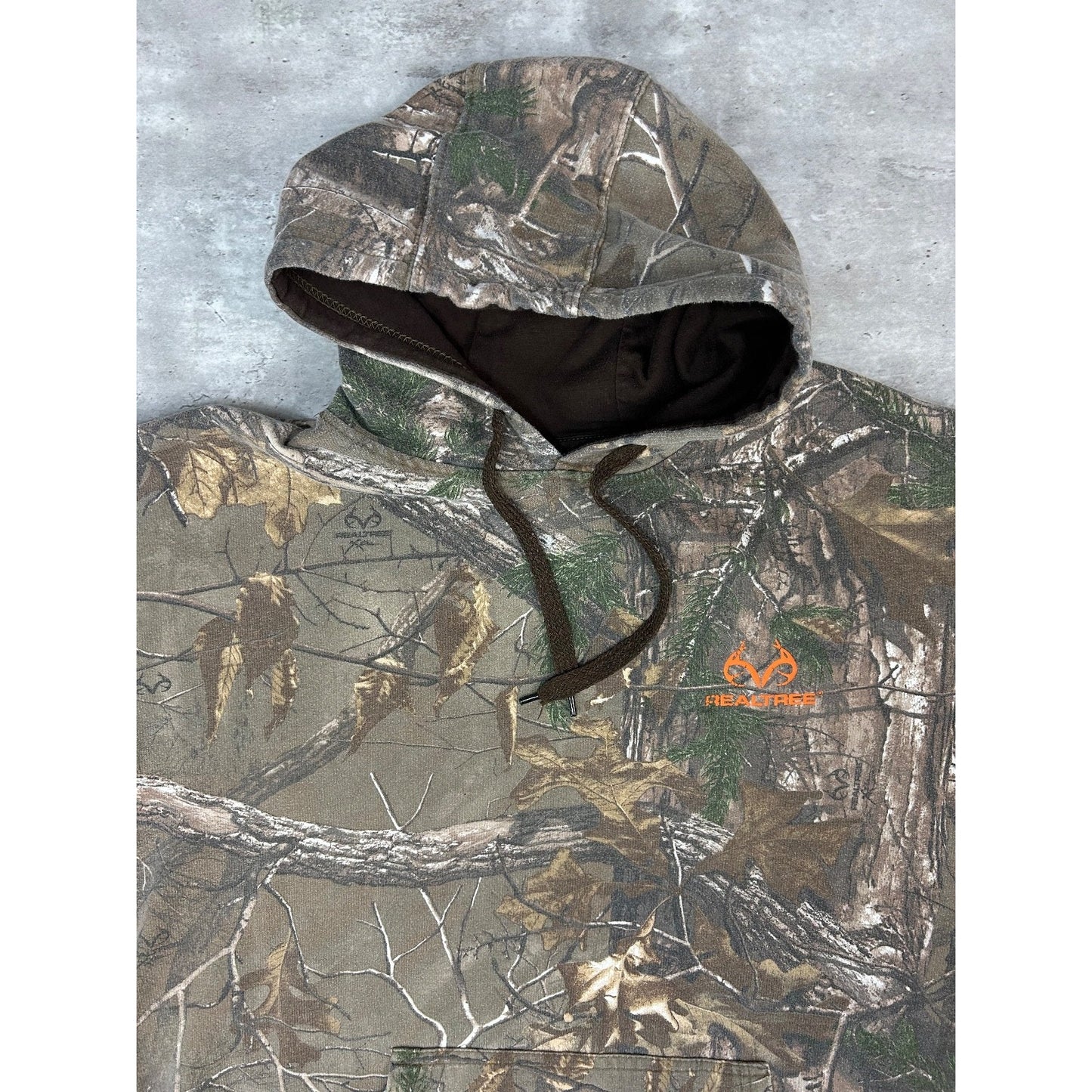 Vintage Realtree Xtra Tree Camo Hunting Pullover Hooded Sweatshirt Size 2XL