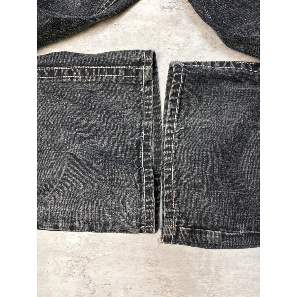 Vintage Y2K Kanii Embroidered Dragon Baggy Fit Black Denim Pants Size 41
