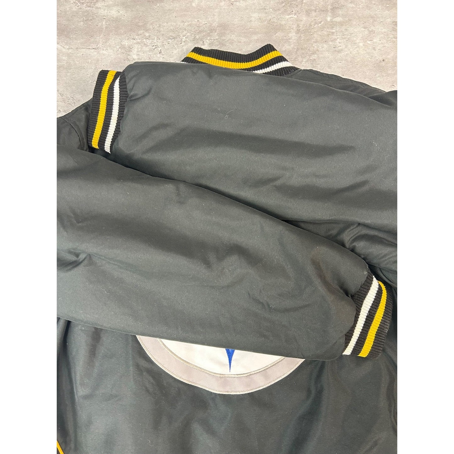 Vintage Pittsburgh Steelers NFL Spellout Reversible Bomber Jacket Size Large