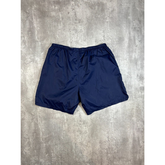 Vintage 90s Nike Embroidered Mini Swoosh Nylon Shorts Size XXL Blue