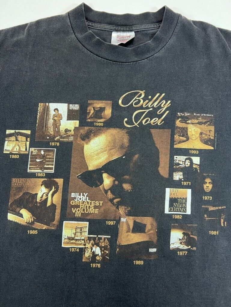 Vintage 1998 Billy Joel Greatest Hits Music Promo Graphic T-Shirt Size Large 90s