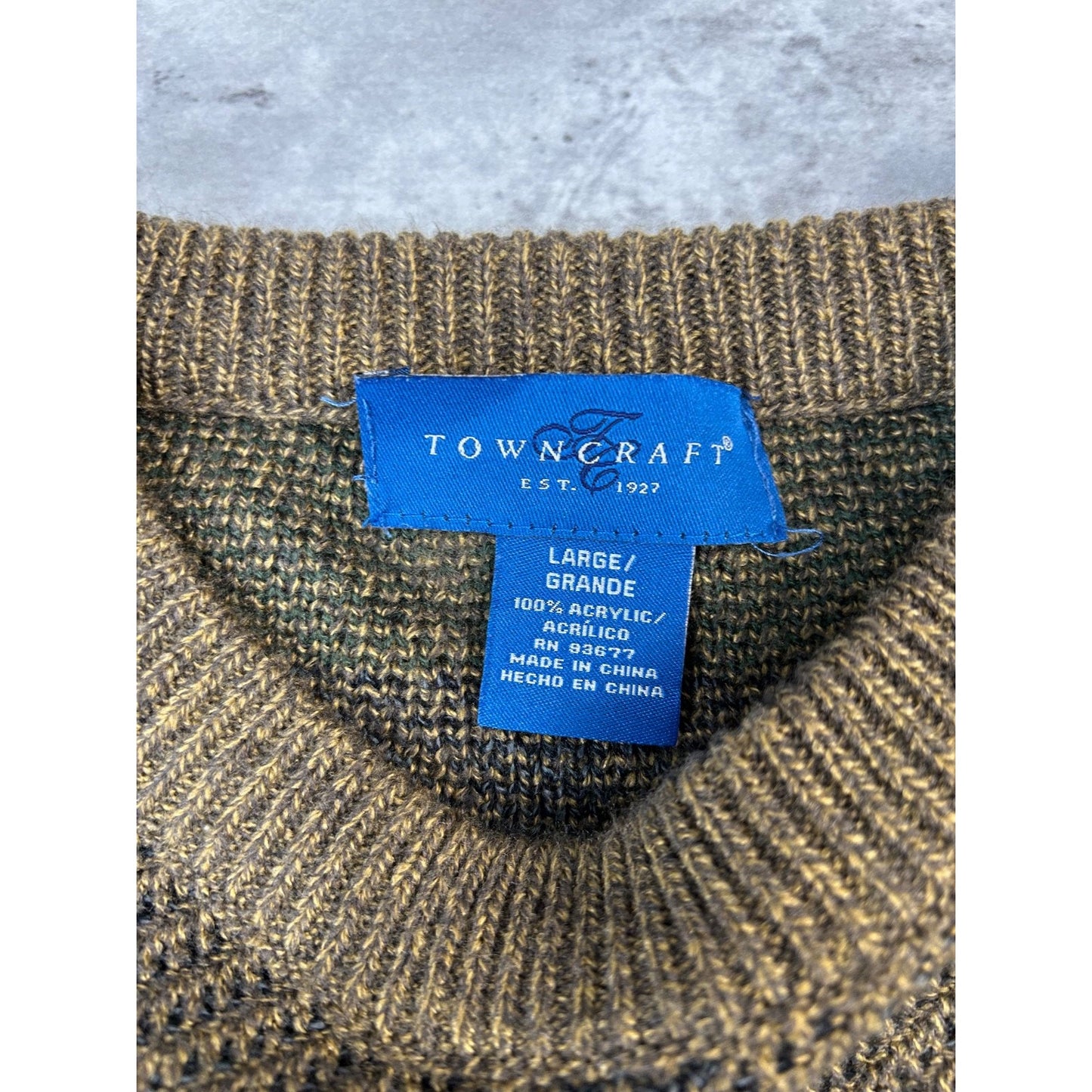 Vintage Towncraft Striped Pullover Ribbed Knit Sweater Size Large