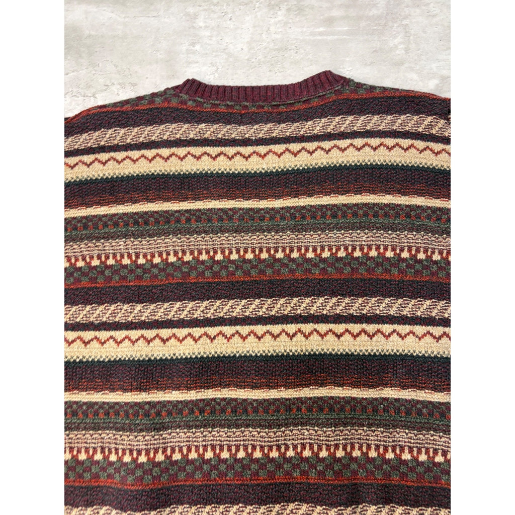 Vintage 90s St Johns Bay Abstract Striped Pullover Knit Sweater Size Large