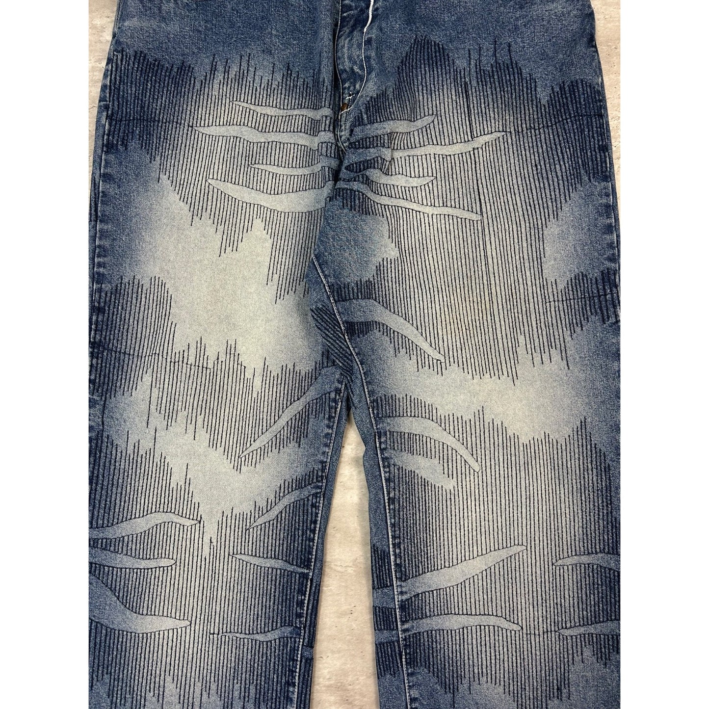 Vintage Y2K Akademiks Baggy Fit Medium Wash Textured Denim Pants Size 41