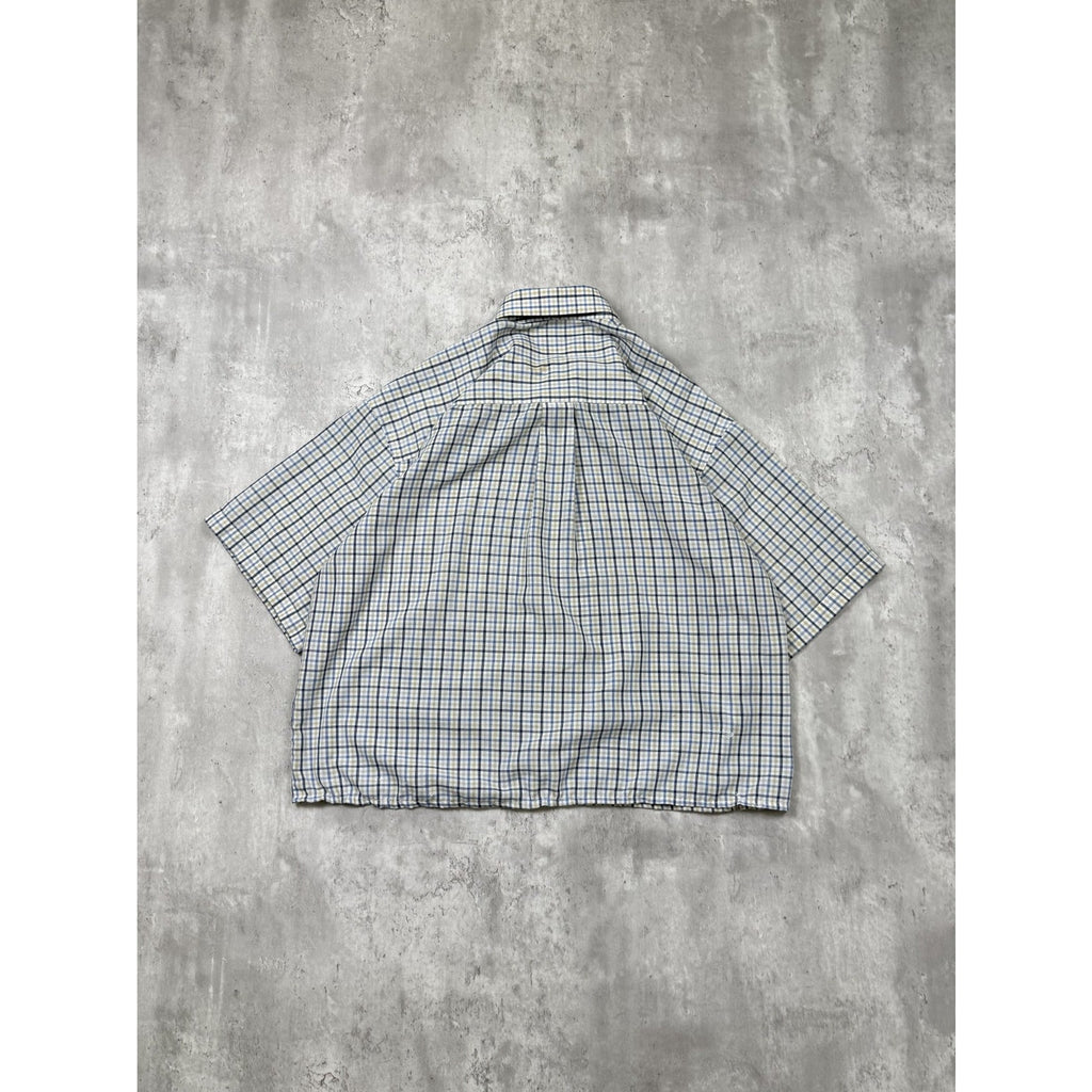 Vintage Van Heusen Single Pocket Plaid Cropped Button Up Shirt Size Large