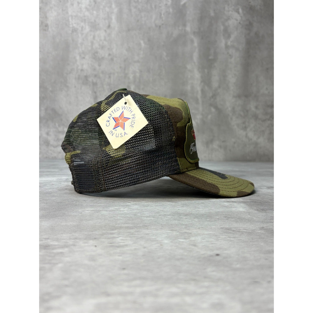 Vintage Goode Co Barbecue Embroidered Patch Camo Trucker Snapback Hat OSFA