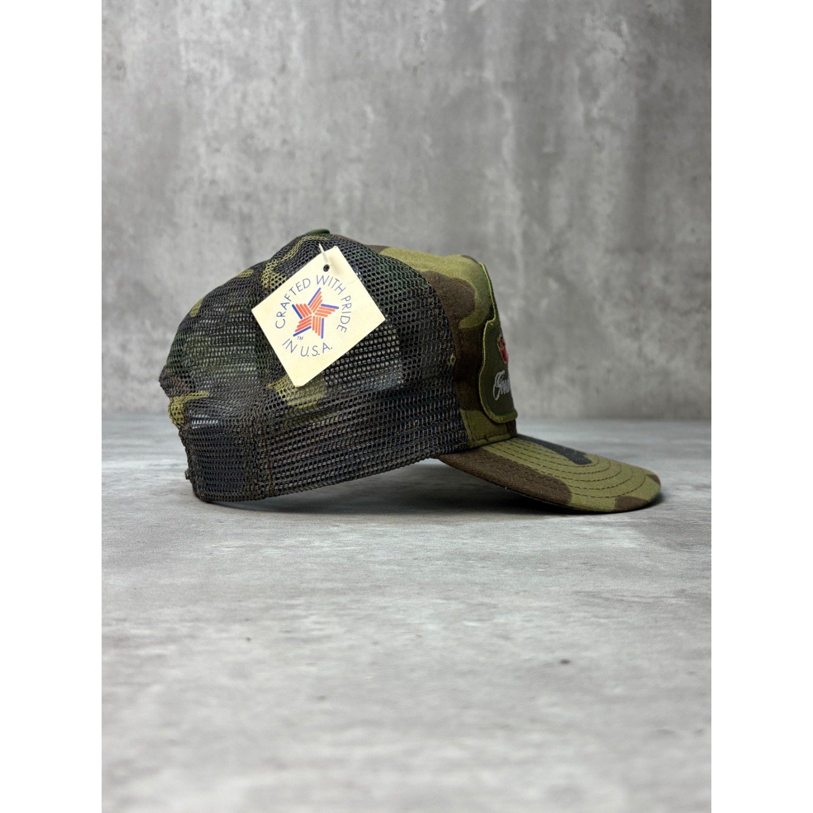 Vintage Goode Co Barbecue Embroidered Patch Camo Trucker Snapback Hat OSFA