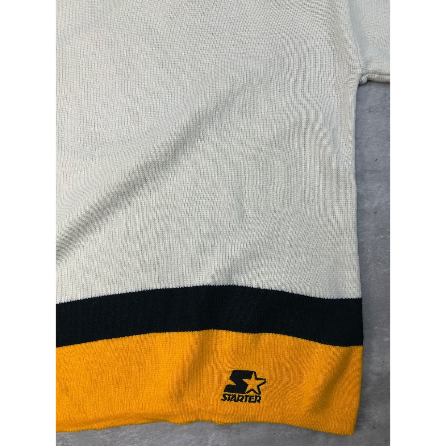 Vintage 90s Boston Bruins NHL Starter Jersey Style Knit Sweater Size Large