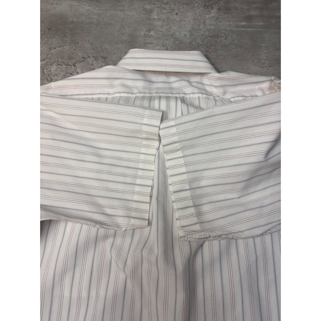 Stafford Striped Single Pocket Reworked Cropped Button Up Shirt Size Large
