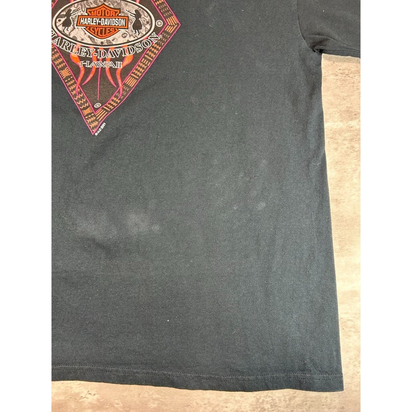 Vintage 2001 Harley Davidson Maui Flame Graphic Long Sleeve T-Shirt Size XL
