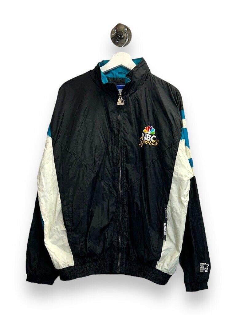 Vintage 90s NBC Sports Embroidered Starter Full Zip Windbreaker Jacket Sz Large