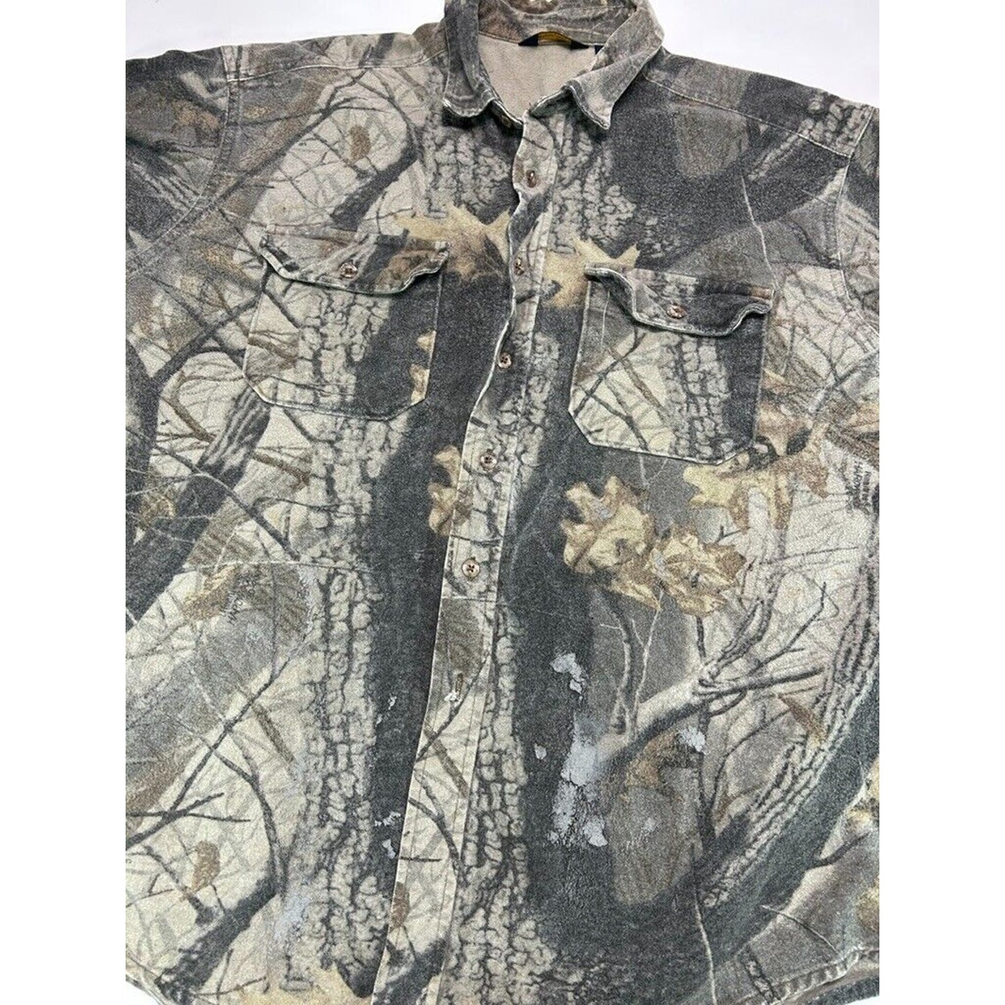 Vintage 90s Woolrich Realtree Hardwood Camo Hunting Button Up Shirt Size 2XL