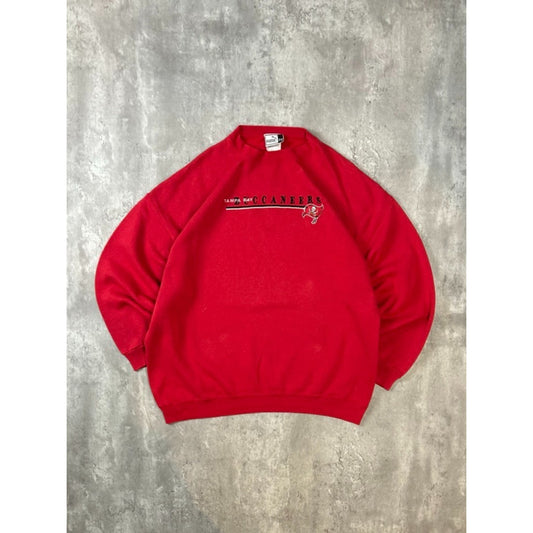 Vintage 90s Tampa Bay Buccaneers NFL Embroidered Spellout Sweatshirt Size 2XL