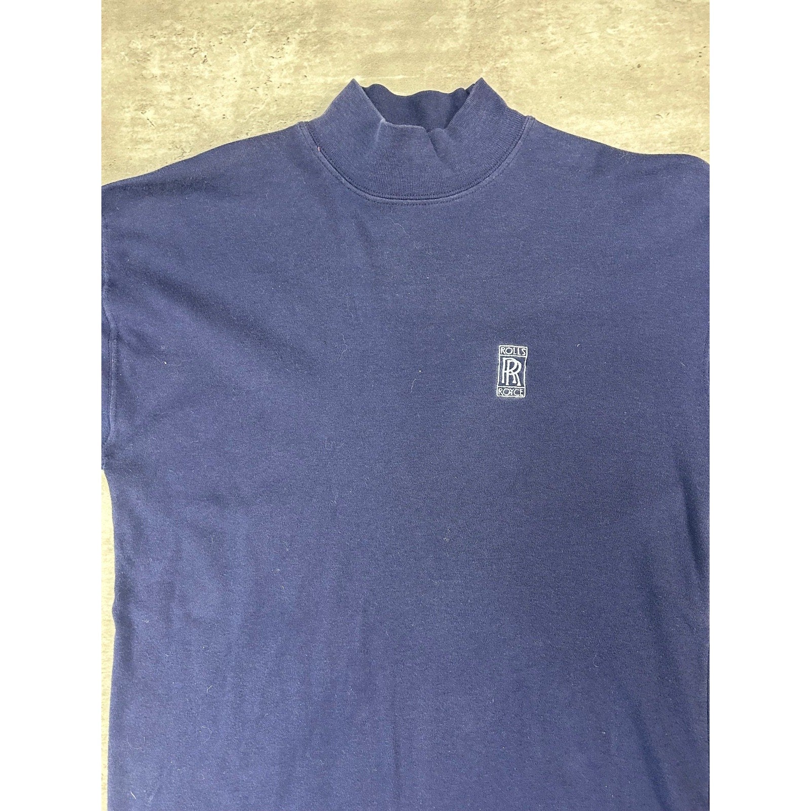 Vintage 90s Rolls Royce Embroidered Logo Mock Neck Long Sleeve T-Shirt Sz Small