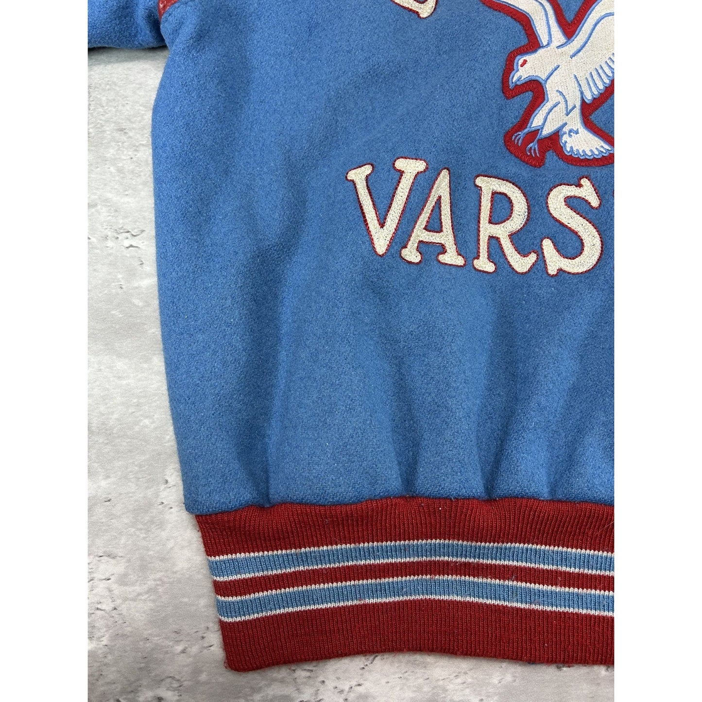 Vintage 70s/80s Eastwood Varsity Wool Embroidered Patch Bomber Jacket Size Small
