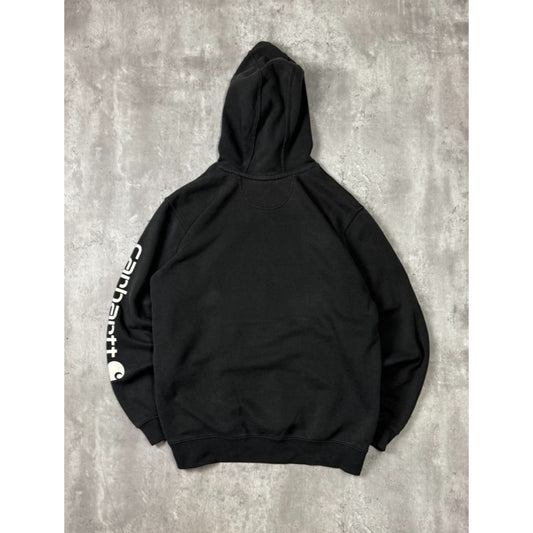 Vintage Carhartt Workwear Sleeve Spellout Pullover Hooded Sweatshirt Size Medium