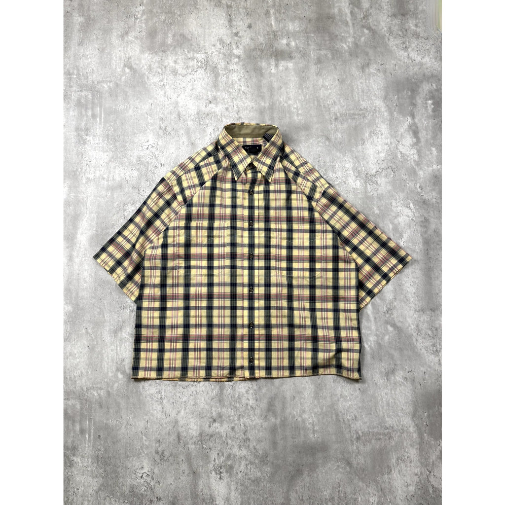 Vintage Van Huesen Plaid Single Pocket Cropped Button Up Shirt Size Medium