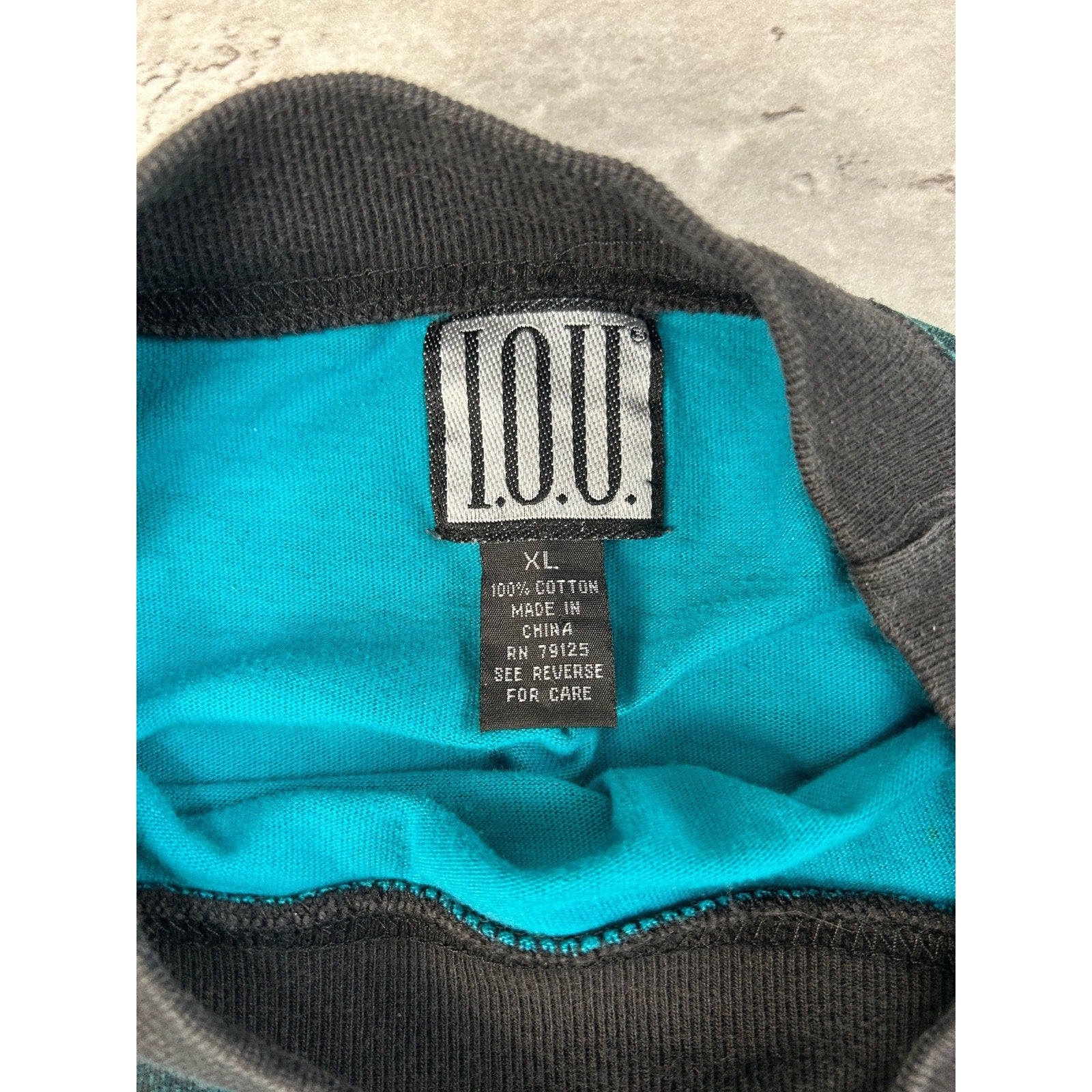 Vintage I.O.U Exclusive Striped Spellout Graphic T-Shirt Size XL