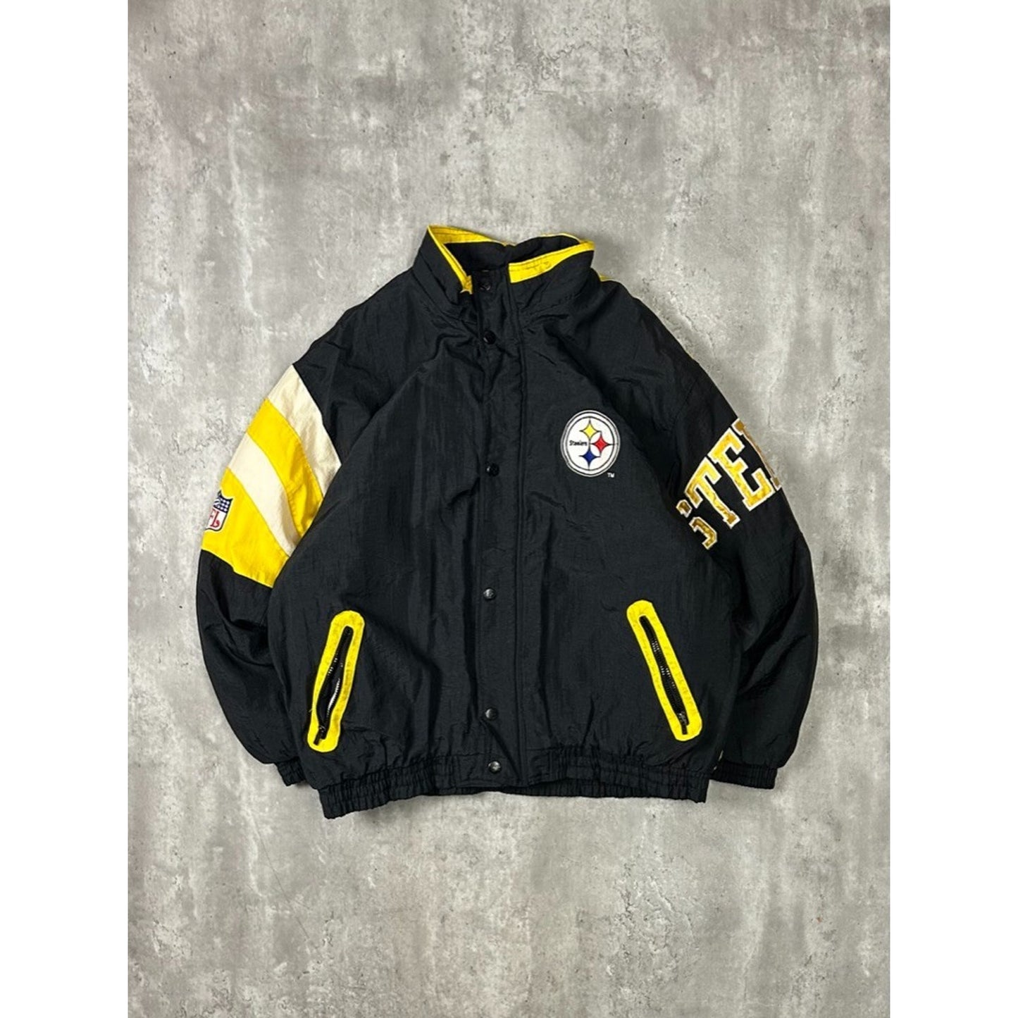 Vintage 90s Pittsburgh Steelers NFL Insulated Starter Split Back Jacket Size XL