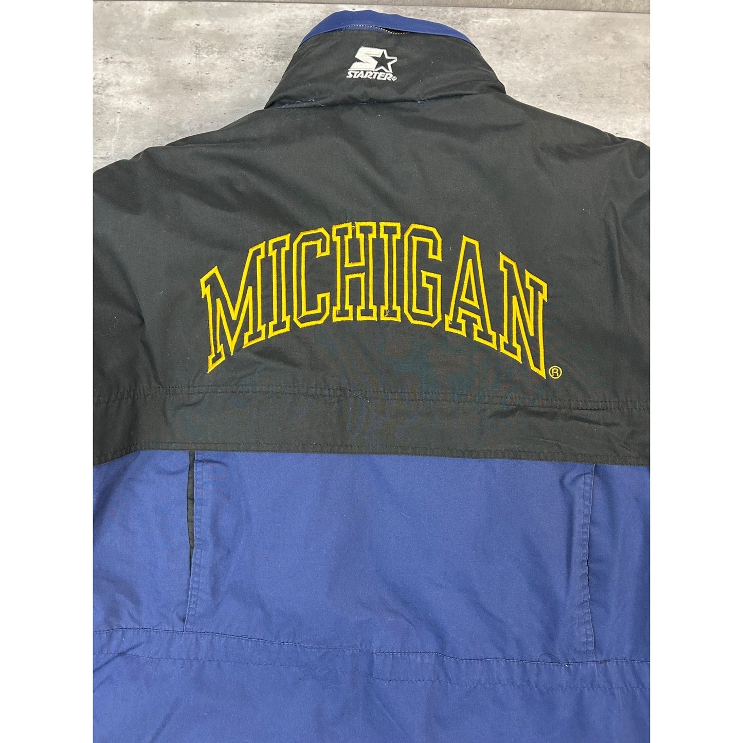 Vintage 90s Michigan Wolverines NCAA Insulated Long Jacket Size Large