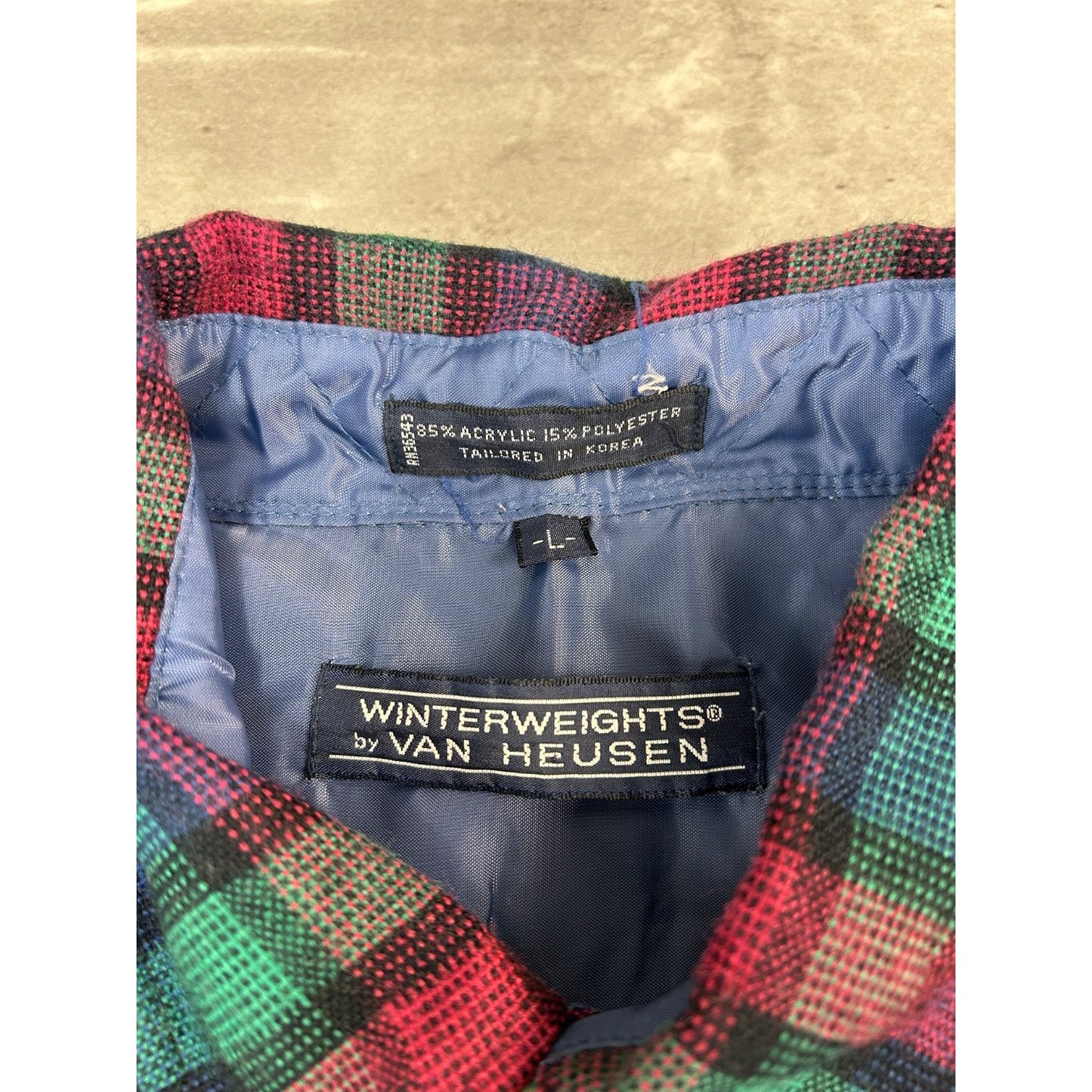 Vintage 90s Van Heusen Plaid Double Pocket Long Sleeve Button Up Shirt Sz Large