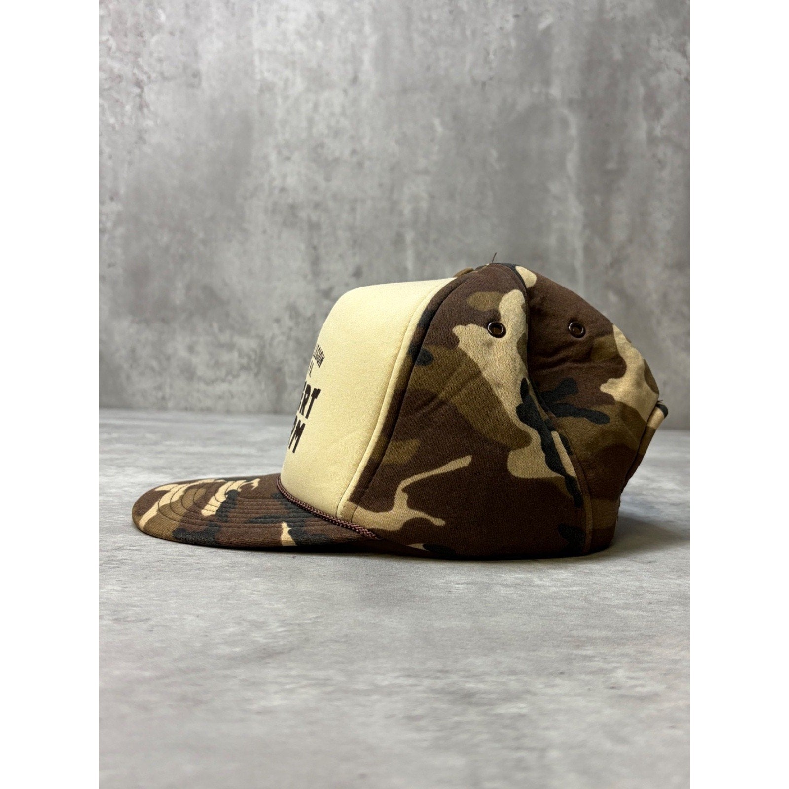 Vintage 80s Desert Storm American Legion Two Tone Camp Trucker Snapback Hat OSFA