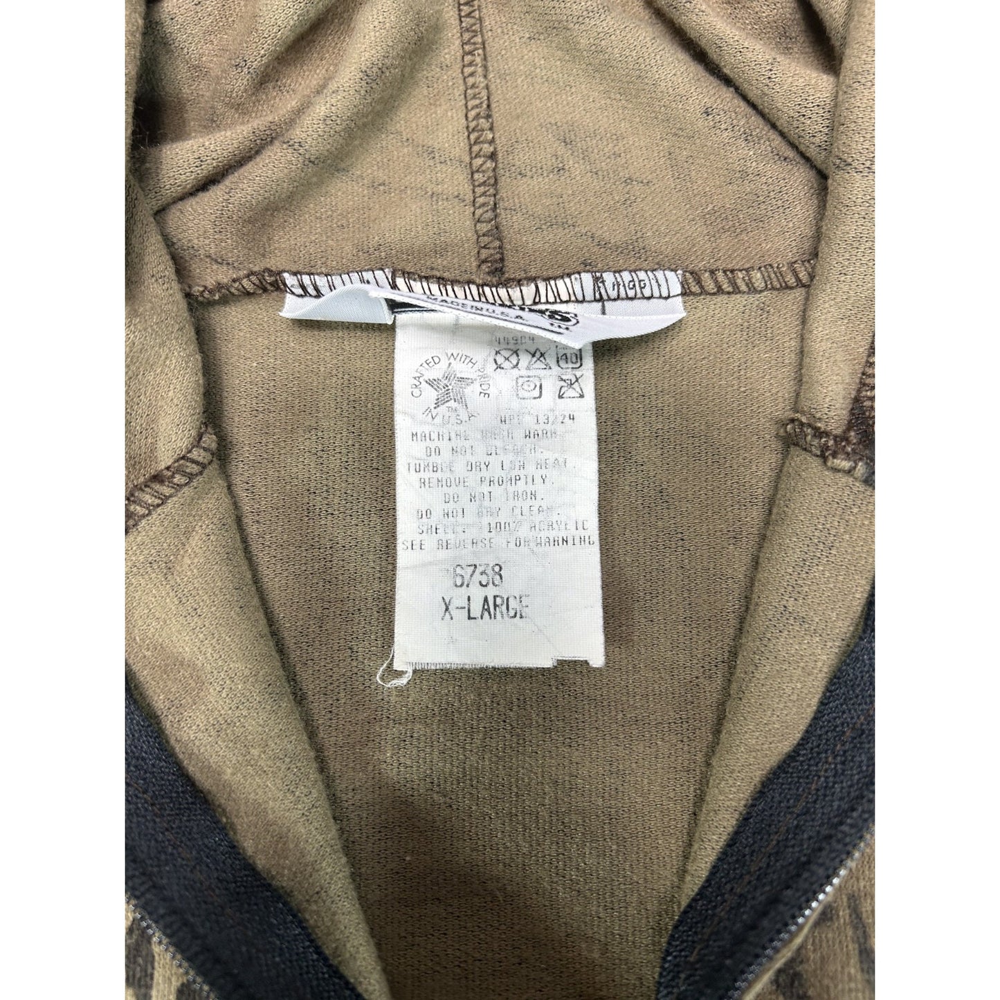 Vintage 80s/90s Muleskin Tree Camo Hunting Full Zip Hooded Sweatshirt Size XL